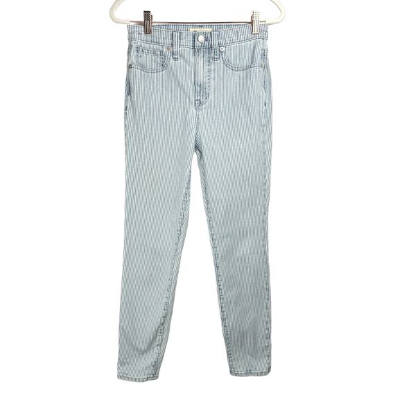 Madewell Striped High Rise Skinny Crop Stretch Jeans Preppy Coastal Classic 24 - Picture 3 of 11